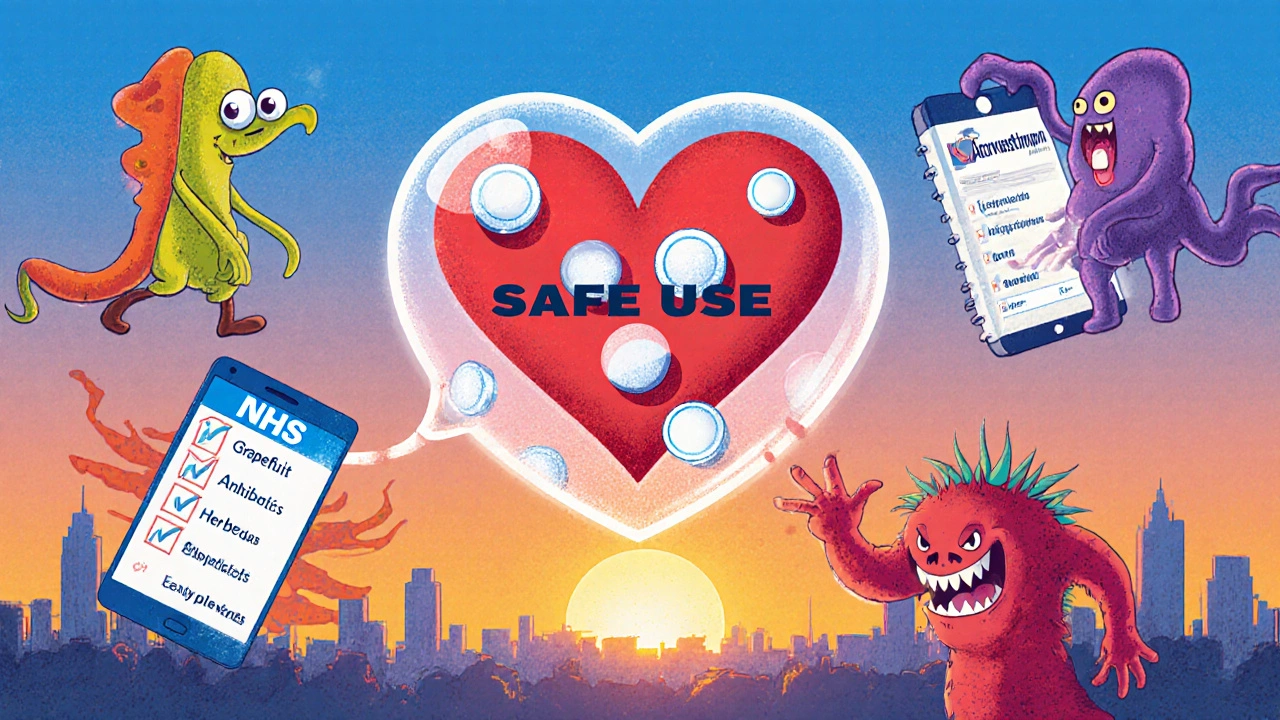 Heart protected by a safety bubble as dangerous interactions are pushed away