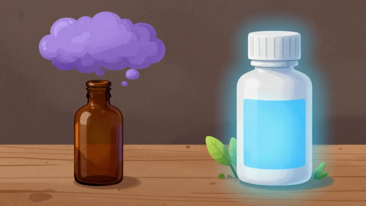 Vintage versus modern medicine bottles comparison