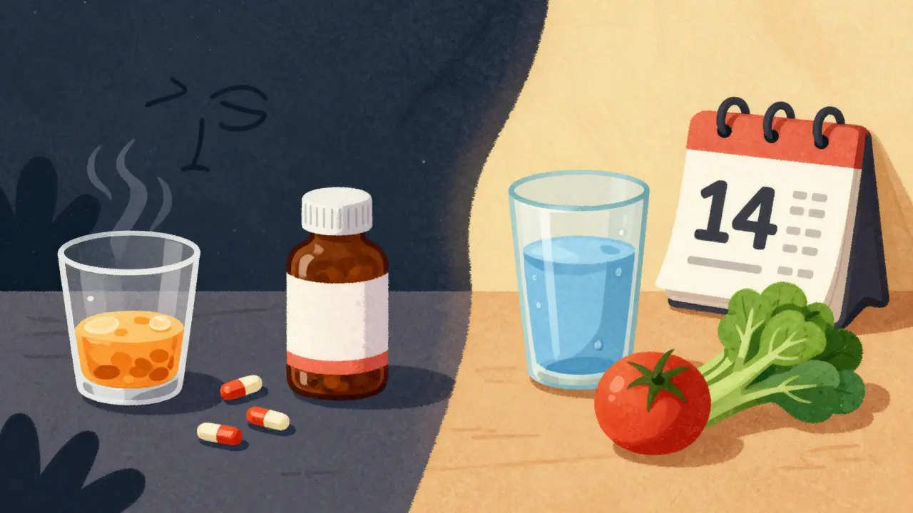 Comparison illustration showing unhealthy habits versus a healthy recovery path for gastritis