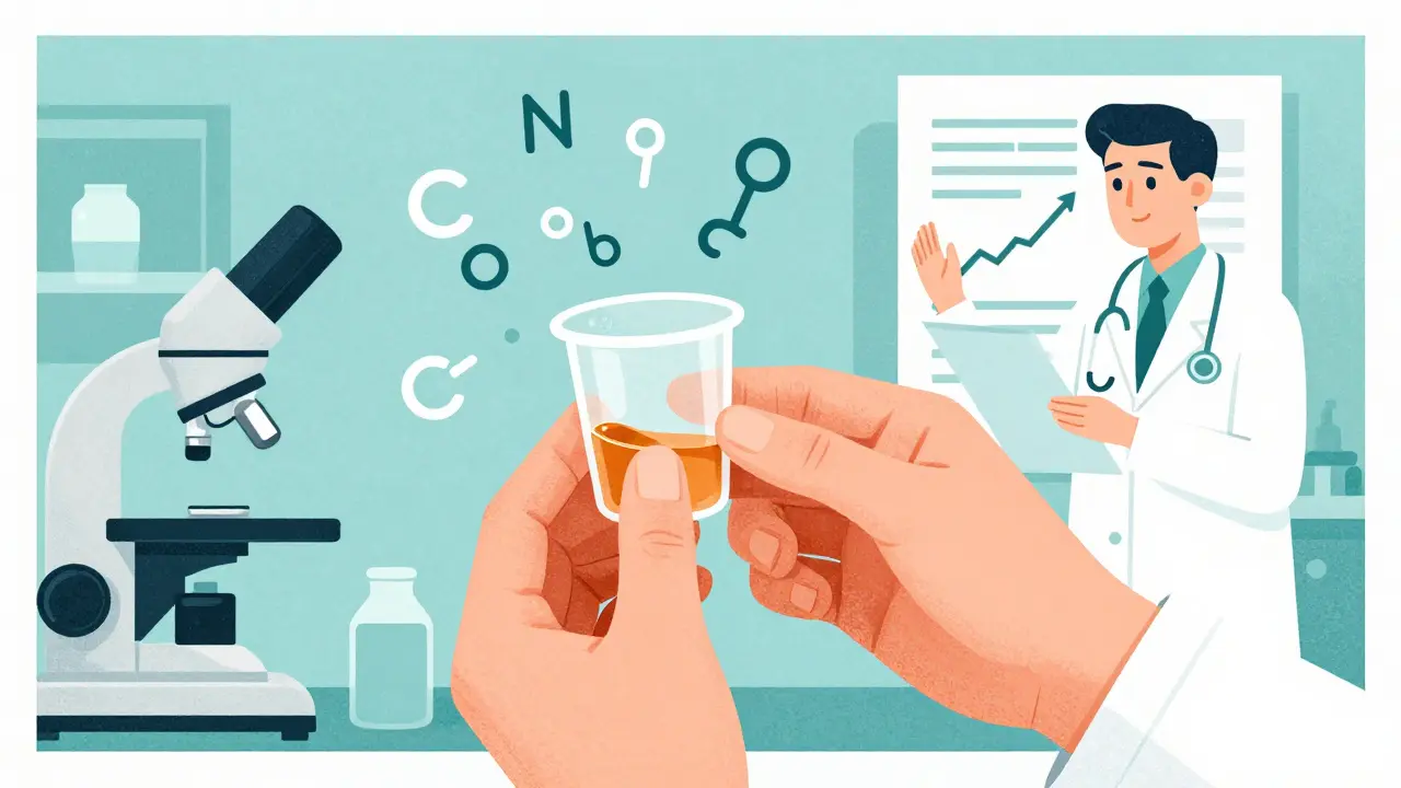 Lab testing urine chemistry for kidney stone management