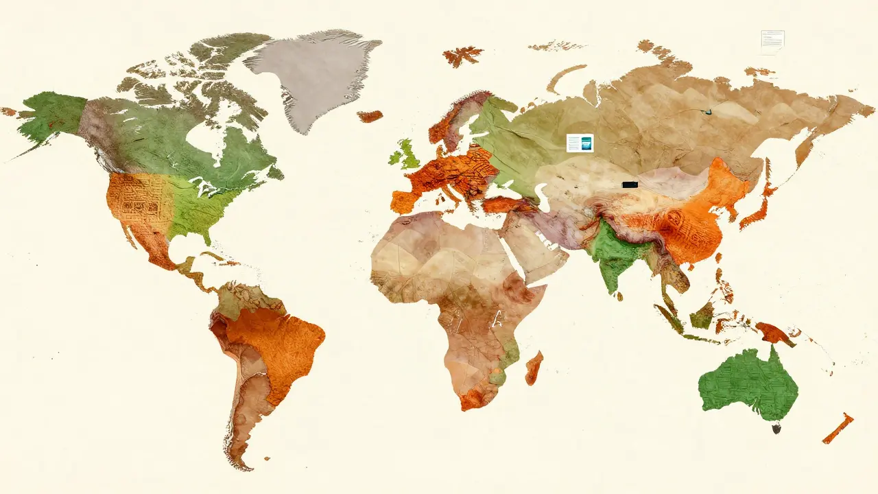 Map highlighting growth in pharmerging markets like India and Brazil.