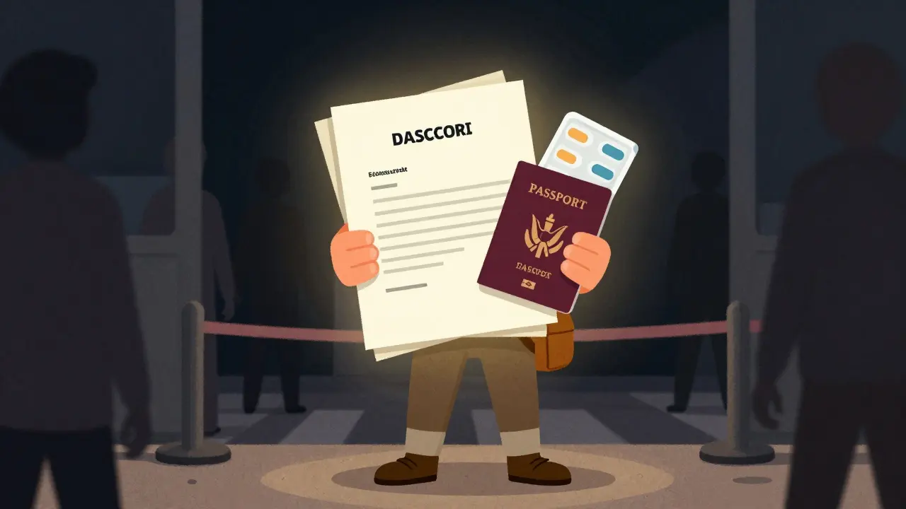 Traveler using medical documents as protection at border control