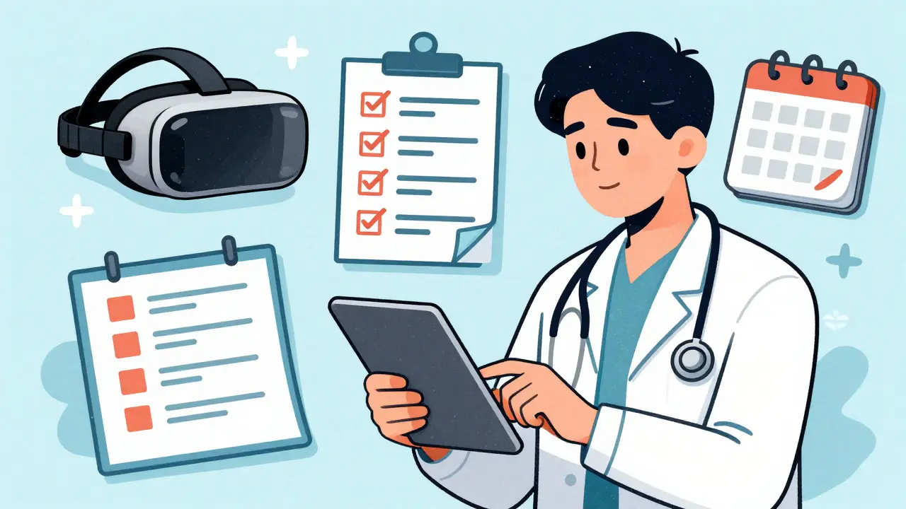Healthcare worker using digital tools for medical education