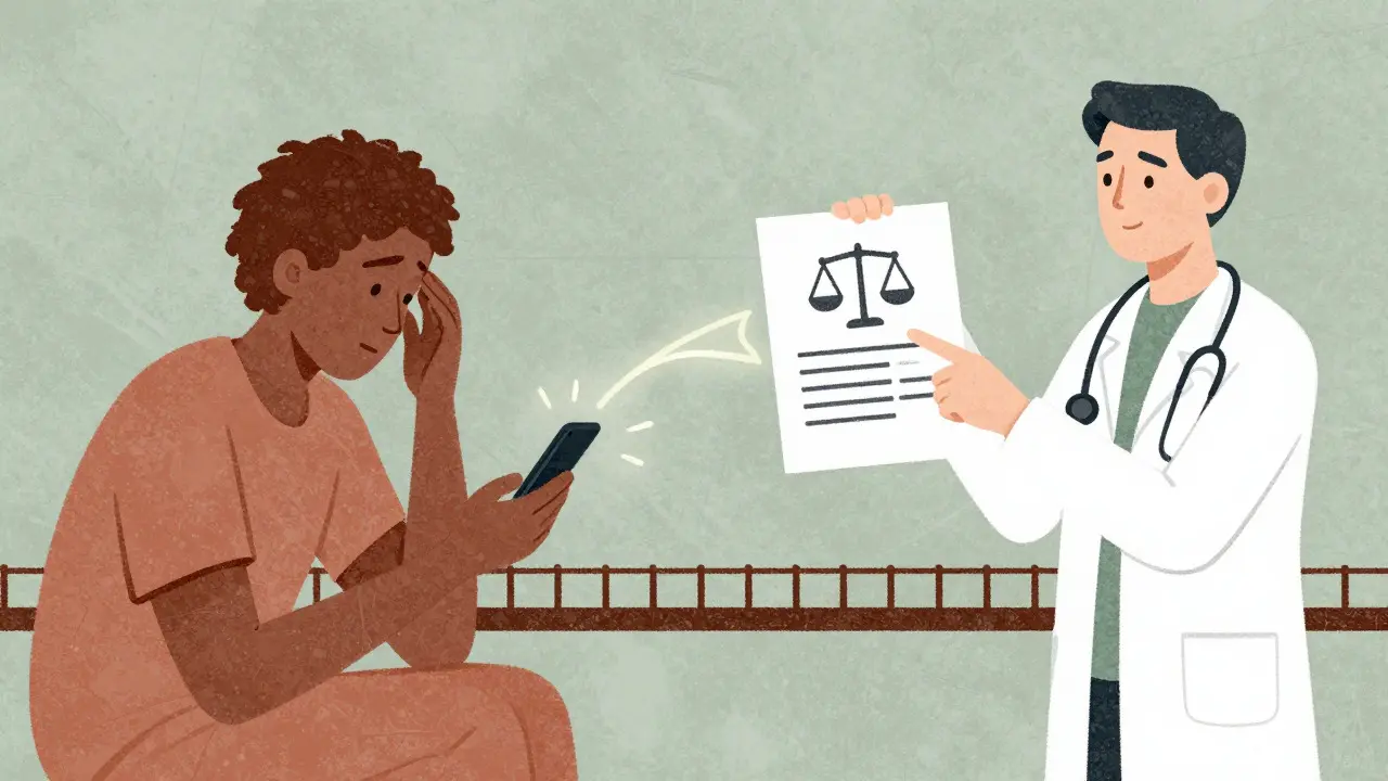 Patient and doctor connected by a bridge of light discussing health concerns